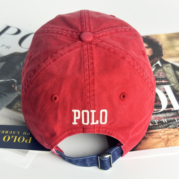 Polo Ralph Lauren Bleecker NY Run Club Red Navy Strapback Hat NWT RARE - Picture 2 of 9
